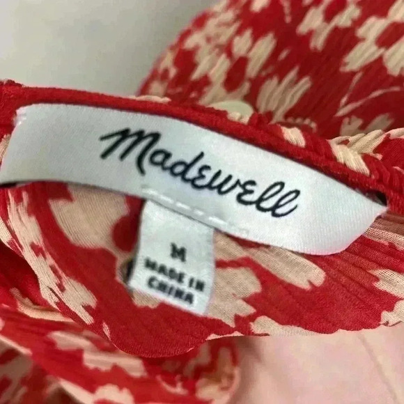 Madewell Crinkled Button-Back Tie Tee in Full Bloom Womens Size Medium - Picture 7 of 10